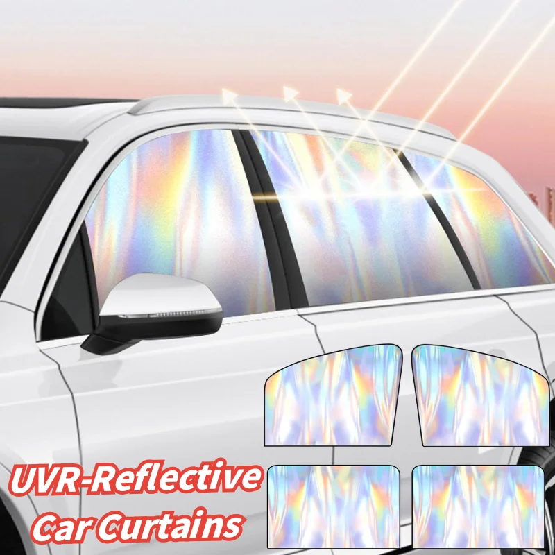 Iridescent Reflective Car Window Sun Visor Magnetic Attached Sun Shade Block Sunlight Heat Protection For Auto Side Windows
