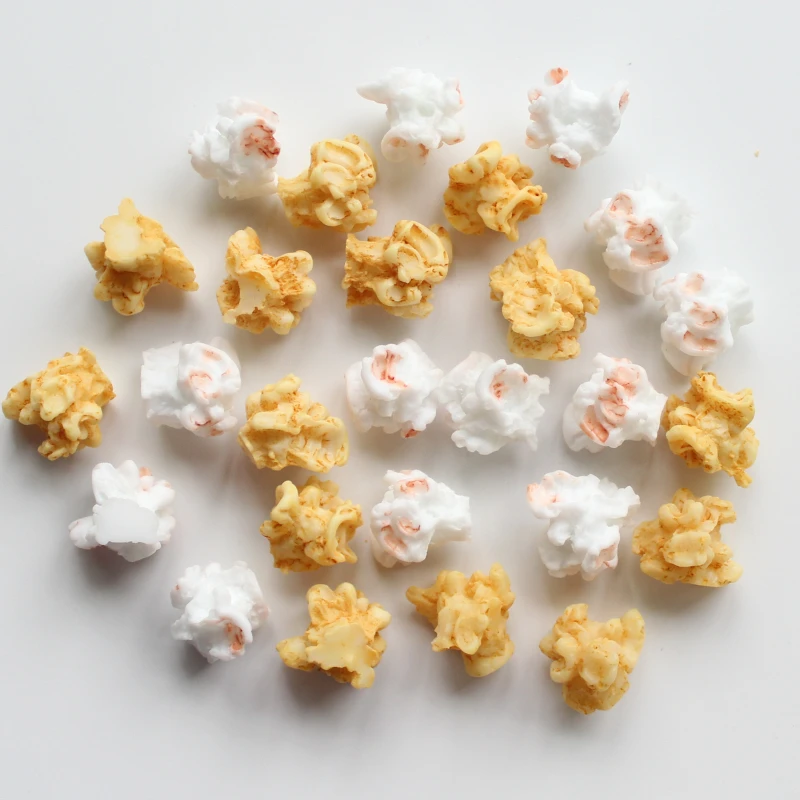 10pcs Simulated Popcorn Charms Mini Resin Food Pendant for DIY Bracelet Earrings Necklace Jewelry Making Keychain Accessories