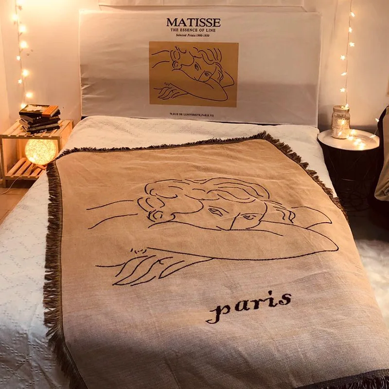 

Romantic Woman Fluffy Fringed Blanket Throw for Sofa Soft Boho Tapestry Decorative Woven Blanket for Couch Chair Travel Camping