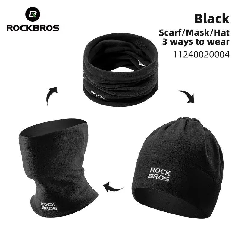 ROCKBROS Winter Scarf Hats Fleece Windproof Balaclava Warm Mask Bandana Ear Neck Cover Thermal Camping Hiking Sports Gear