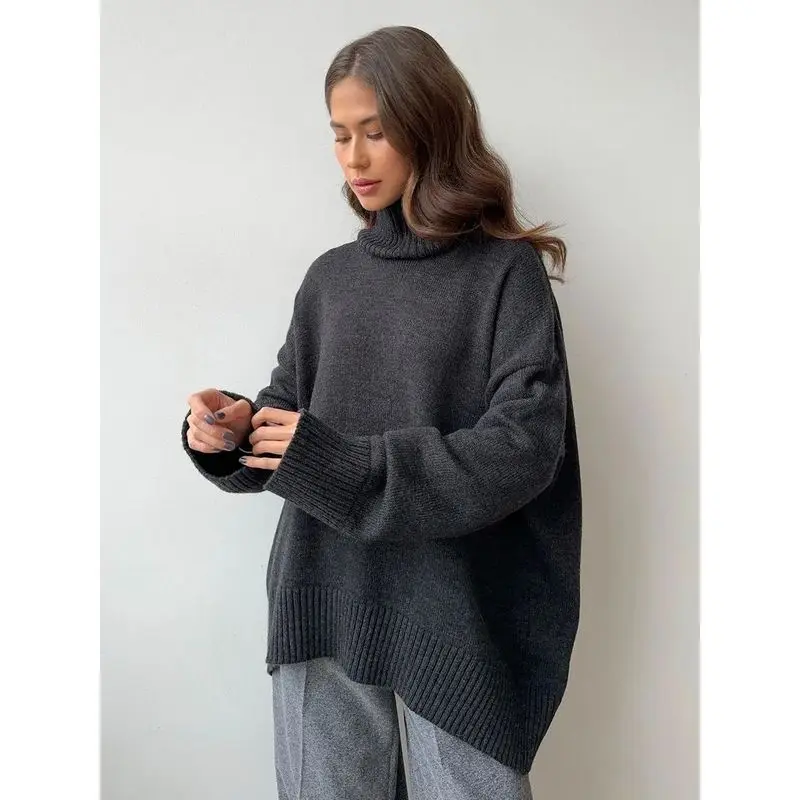 

Korean Sle Loose Turtlene Sweater for Women Warm Comfortable Autumn Faion Ladies' Knitwear Casual Ethnic Top