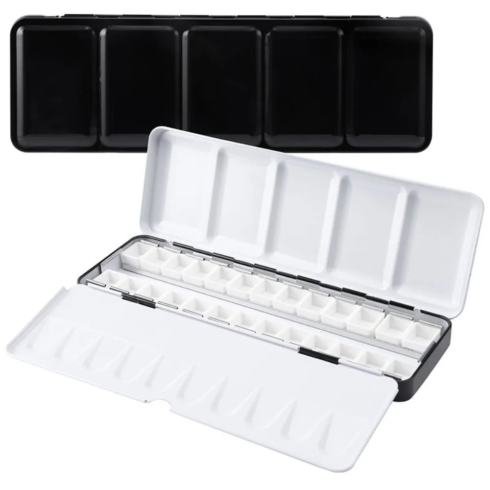 12/24/52 Grid Empty Watercolor Palette Metal Thicken Empty Paint Case Rectangular Watercolor Tin Palette For Half/Full Pan