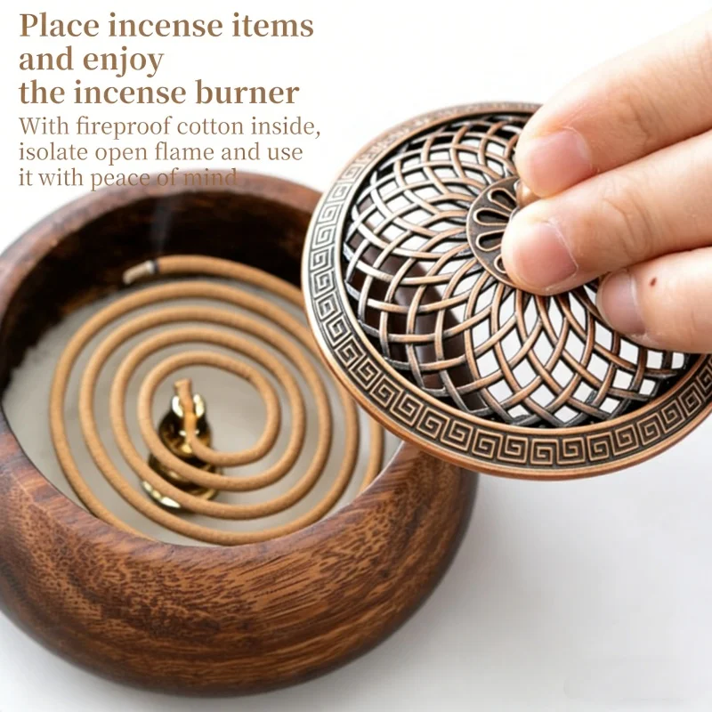 

2026New Walnut Solid Wood Incense Burner Chinese Vintage Home Sandalwood Base Creative Aromatherapy Stove