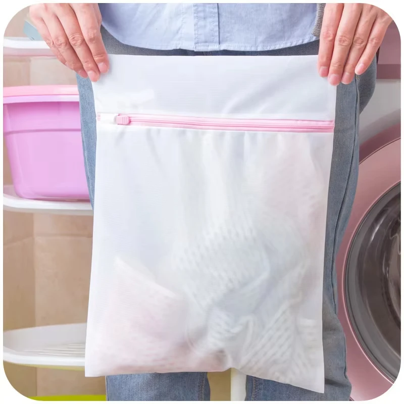 Fine Mesh Laundry Bags Pink Zipper Durable Large Capacity Delicate Lingerie Washing Bag Anti-deformation Clothes Storage Pouch - view 5