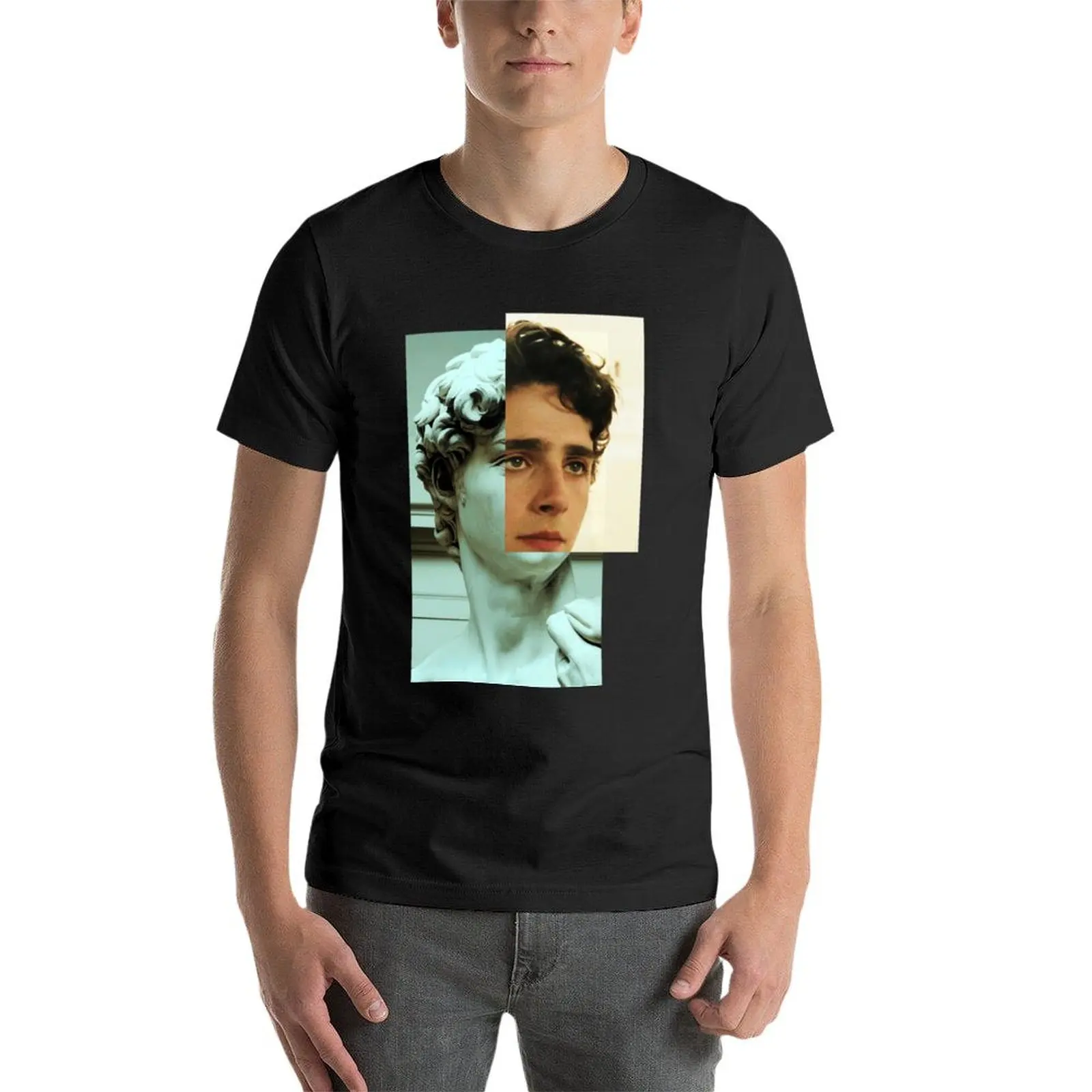 Timothee Chalamet als David Statue \ t T-Shirt schwarz Rohlinge Sport fans T-Shirts für Männer Grafik