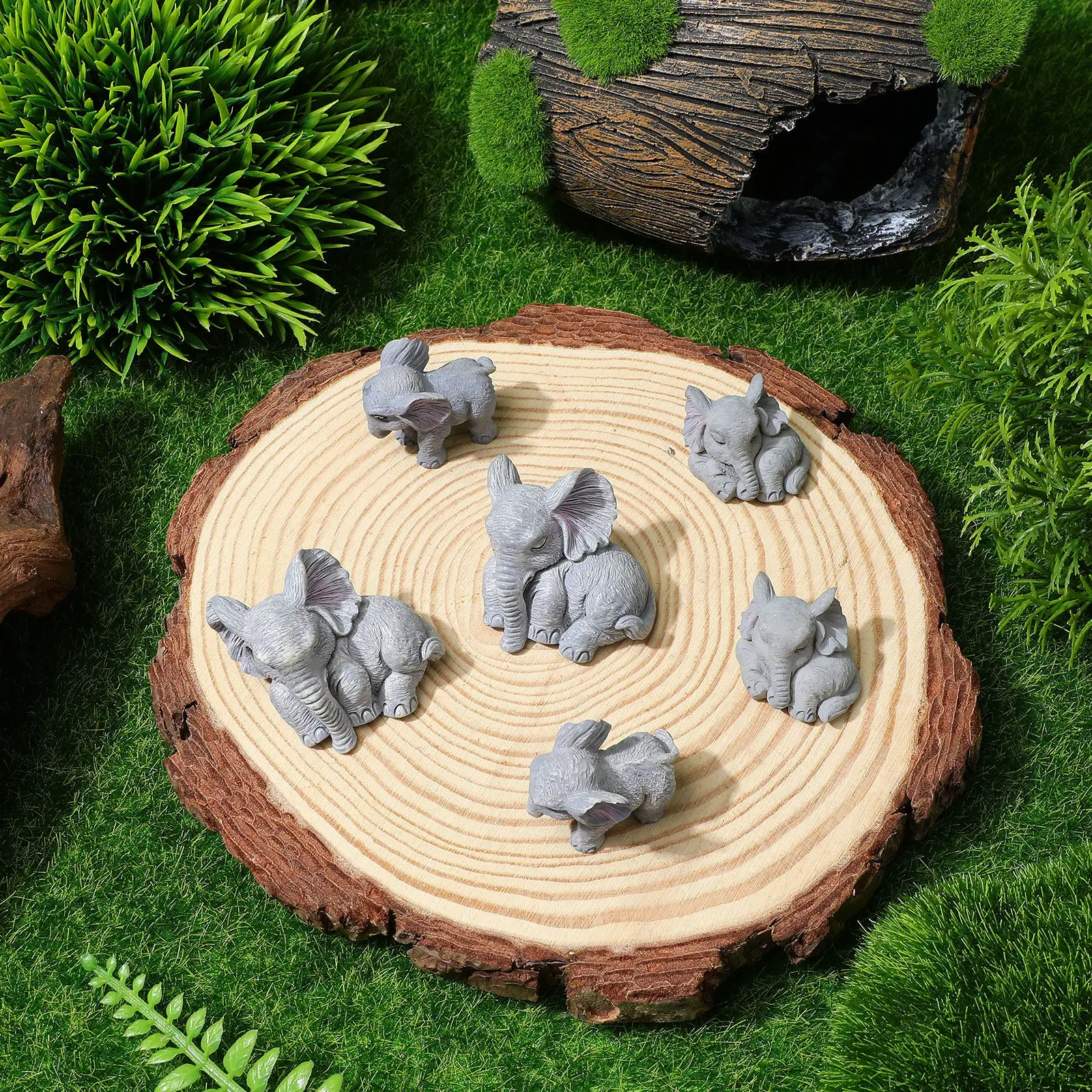 Compact Resin Elephant Figure for Micro Landscape Accessories Desktop Garden Courtyard Decor Delicate Animal Ornament Adorable
