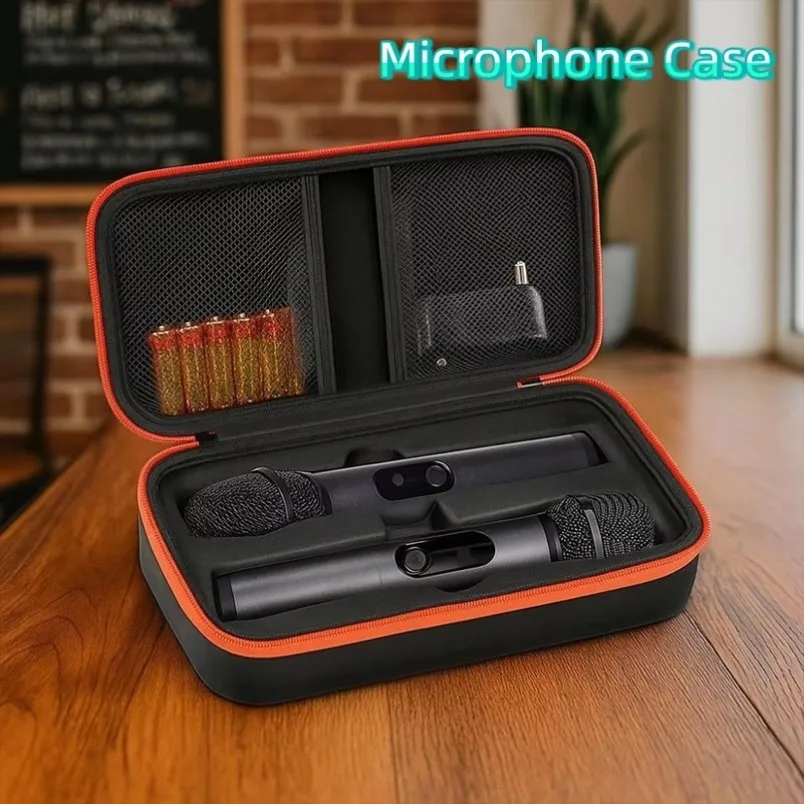 Shockproof Wireless Microphone Case Adjustable Drop Proof Microphone Storage Bag Handheld Microphone Carrying Case Business Trip