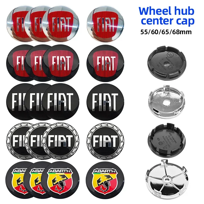 4 piezas de cubiertas de emblema para el centro de rueda de coche para Fiat Punto Abarth 500 124 Stilo Ducato Palio Bravo Doblo Accesorios