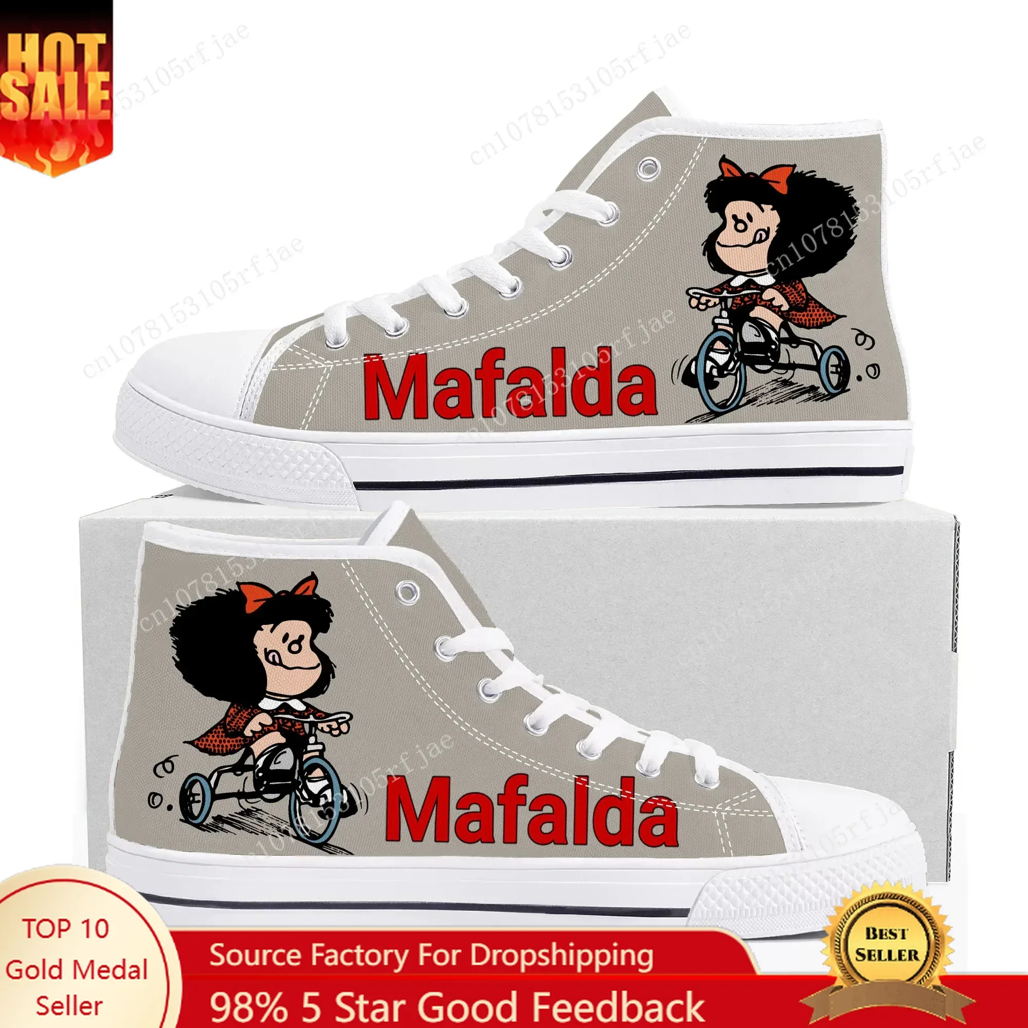 

Кроссовки Mafalda высокие с мультяшным рисунком, повседневные холщовые кеды для мужчин и женщин, для подростков