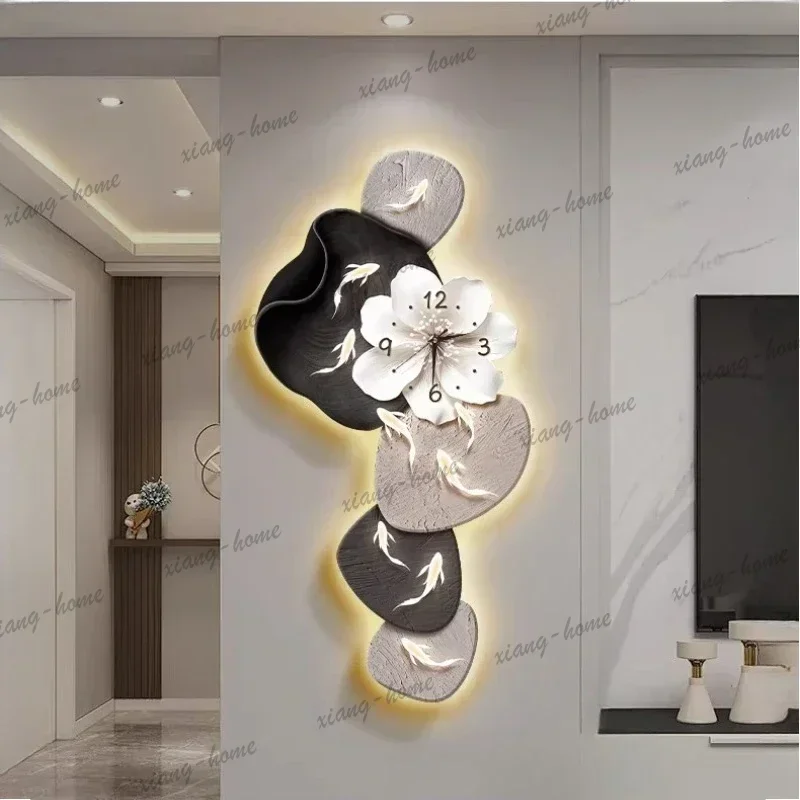 Best Sellers Modern Minimalist Nine Koi Fish Large Silent Wall Clock Home Decor Living Room Bedroom TV Background No Drilling Wa