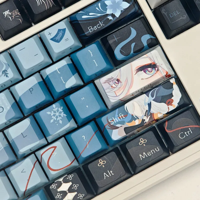 Genshin Impact Shenhe Animation Theme Keycap PBT Mechanical Keyboard PC Game Keyboard Collection Gift Custom Keycap