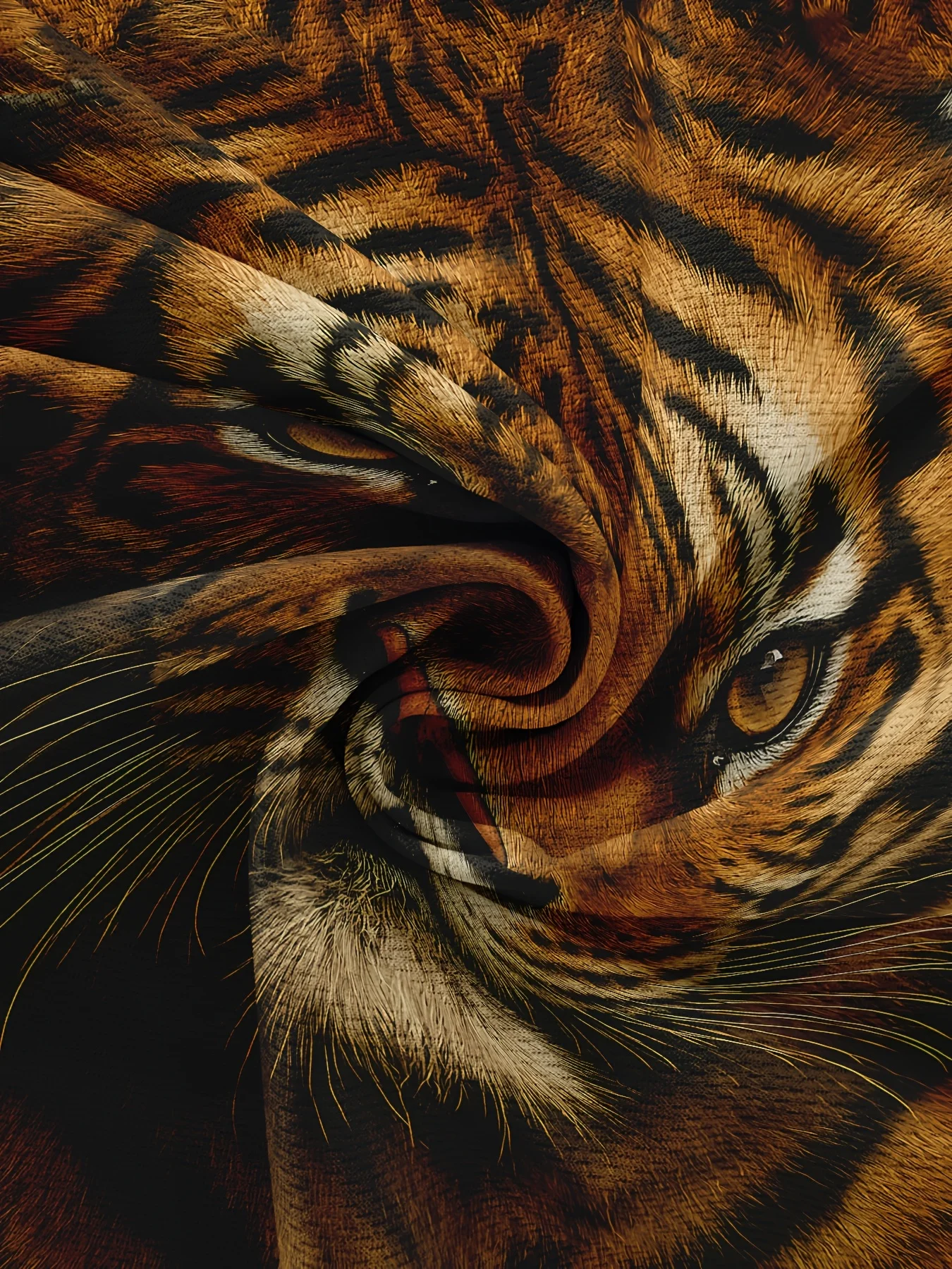 Herren 3D Realistisches Tiger-Gesicht Volldruck T-Shirt Braun Wildes Tier Rundhals Kurzarm-Shirt – Detail 7