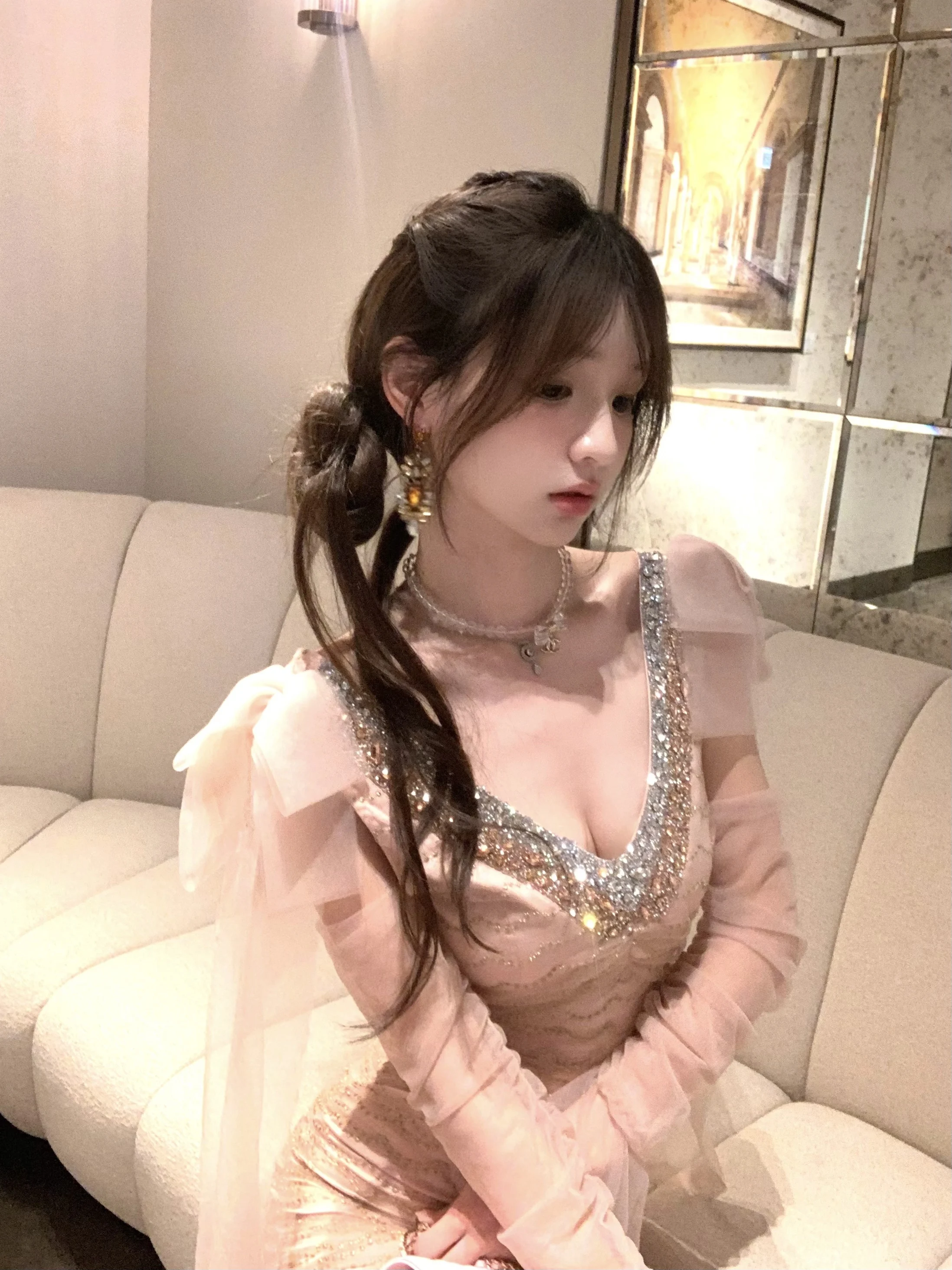 

Slimming ter Ne Me Dr with Diamond Strap Heavy Embroidery ort Bodycon Skirt for Women Summer Vaion Sle