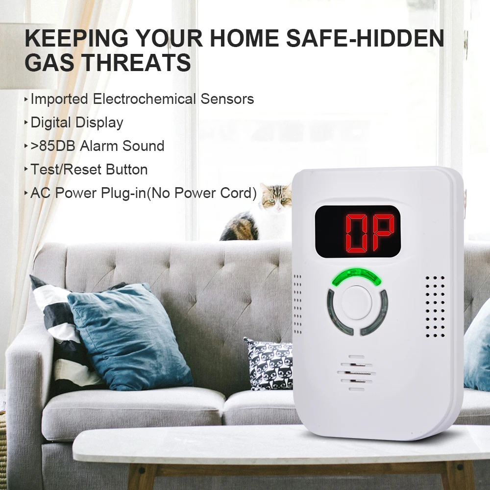 CO Sensor Kohlenmonoxid Detektor Plug In Alarm 85dB Sirene Sound Unabhängige CO Vergiftung Warnung Alarm Detektor CO Meter
