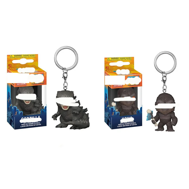 movie Godzilla vs Kong Q version kawaii Action Figures PVC Model Desk Decor Key ring pendant doll Toy Collectible Gifts boxed