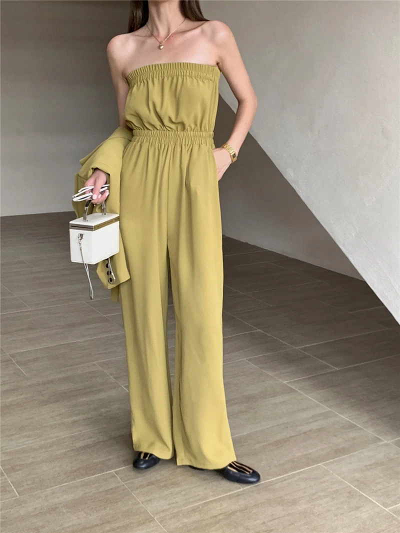 

Монокини с высокой талией, модный, цветной, стройнящий, в уличном стиле, омолаживающий, с длинными прямыми штанинами, из ткани для повседневной носки, летний