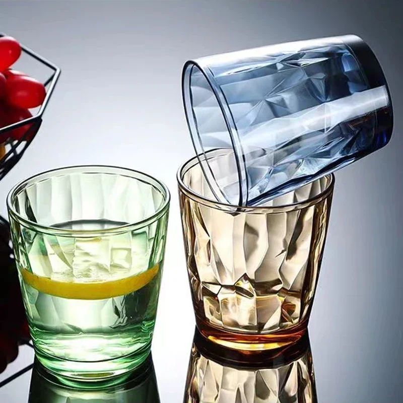 300 ml wiederverwendbare, langlebige, hitzebeständige Acryl-Saft-Teetasse für Buffet, Hotel, Hochzeit, Party, bunter, durchsichtiger Plastikbecher