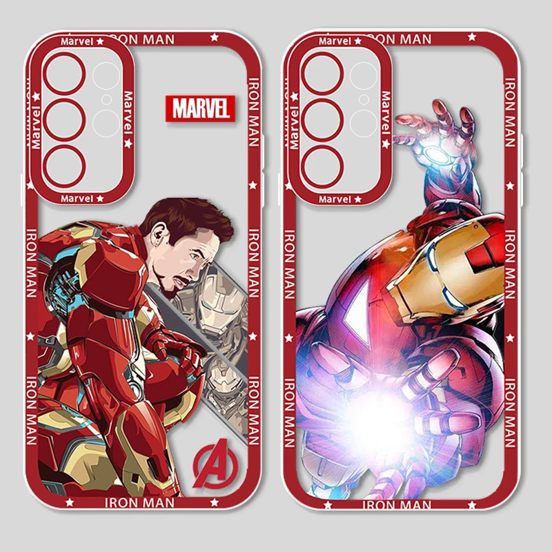 Cool Iron Man Avengers Marvel For Samsung Galaxy S23 S22 S21 S20 Pro FE Ultra A52 A53 A71 5G Angel Eyes Transparent Phone Case