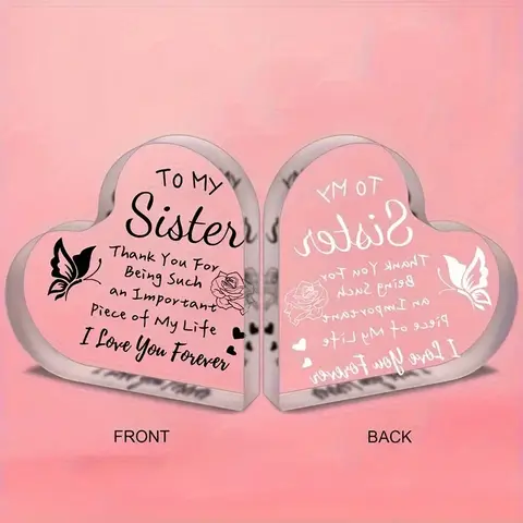 आकर्षक ऐक्रेलिक दिल के आकार का बहन का आभूषण - जन्मदिन, क्रिसमस और वेलेंटाइन डे के लिए बिल्कुल सही उपहार | बिजली की आवश्यकता नहीं | 8 best sales बहन के जन्मदिन का उपहार - №6