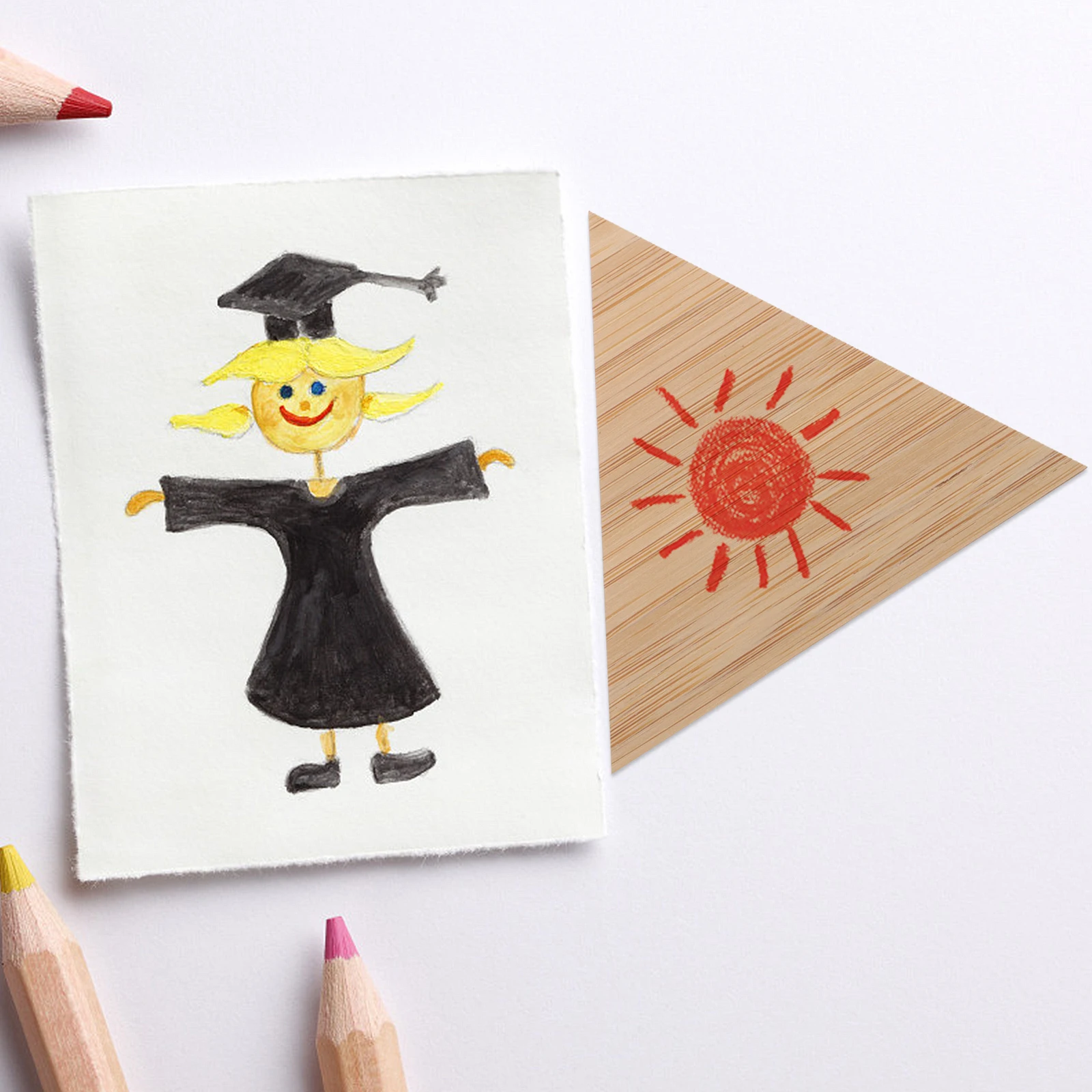 

20pcs Diy Unfinished Bamboo Pieces Triangle Slices For Diy Hanging Tags Craft Projects Kid Gift Decor Handicraft Tools