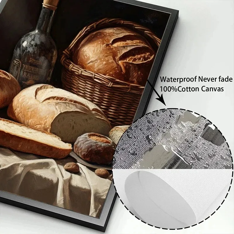 الخبز المشارك الغذاء الرغيف الفرنسي القمح الكامل يطبع حائط لوح رسم الفن صور المطبخ موضوع خبز غرفة المخابز ديكور المنزل #6