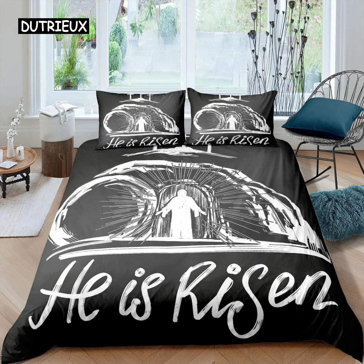 Jesus Duvet Cover Set King Size Christian Design Retro Comforter Cover for Teens Adult Women Jesus Christ Believer Quilt Cover