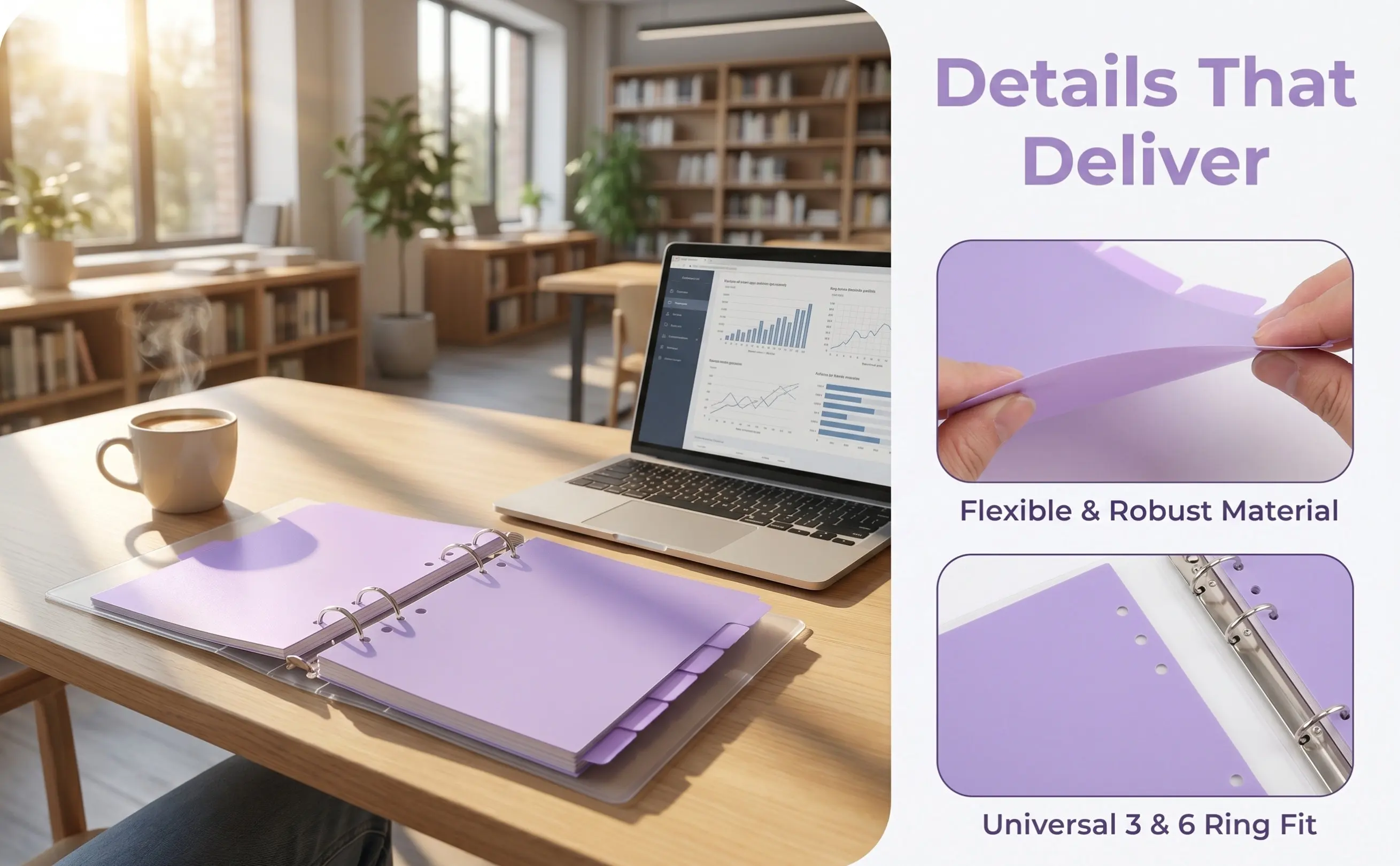 12Pcs Long-Lasting PP Binder Dividers Bulk Pack for Students Professionals Journals Notebooks Presentations Page Dividers