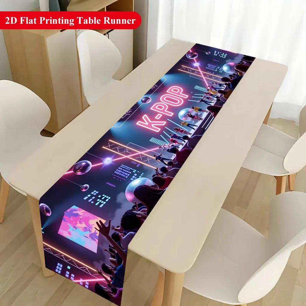 1pc K-Pop Concert Scene Table Runner Holiday Season Decorative Cloth for Home Kitchen Dining Office Living Room Table Decor