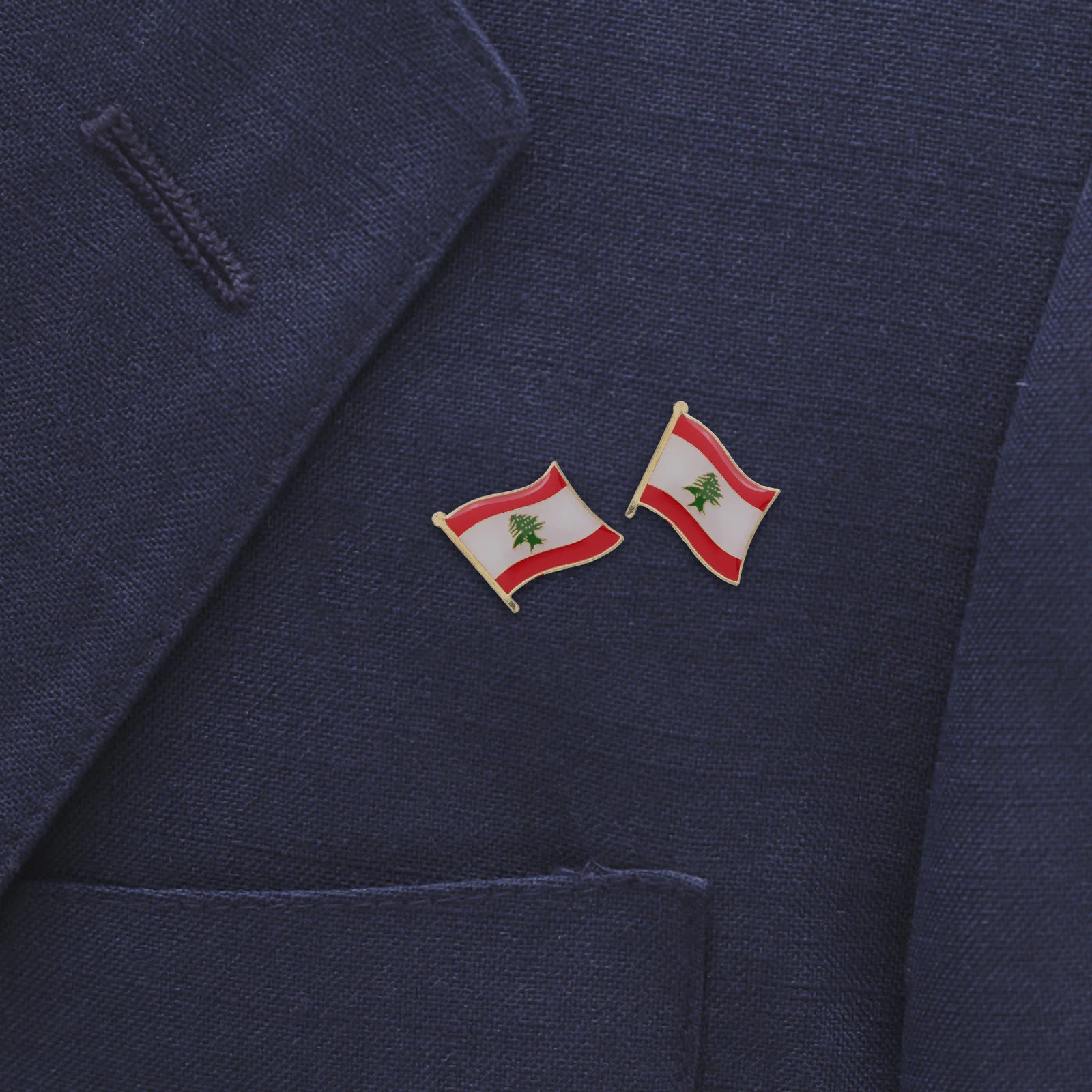 

2pcs Metal Lapel Pin Lebanon Flag Enamel Brooch Durable Accessory For Clothes Hats Bags National Pride Badge Men Women Travel