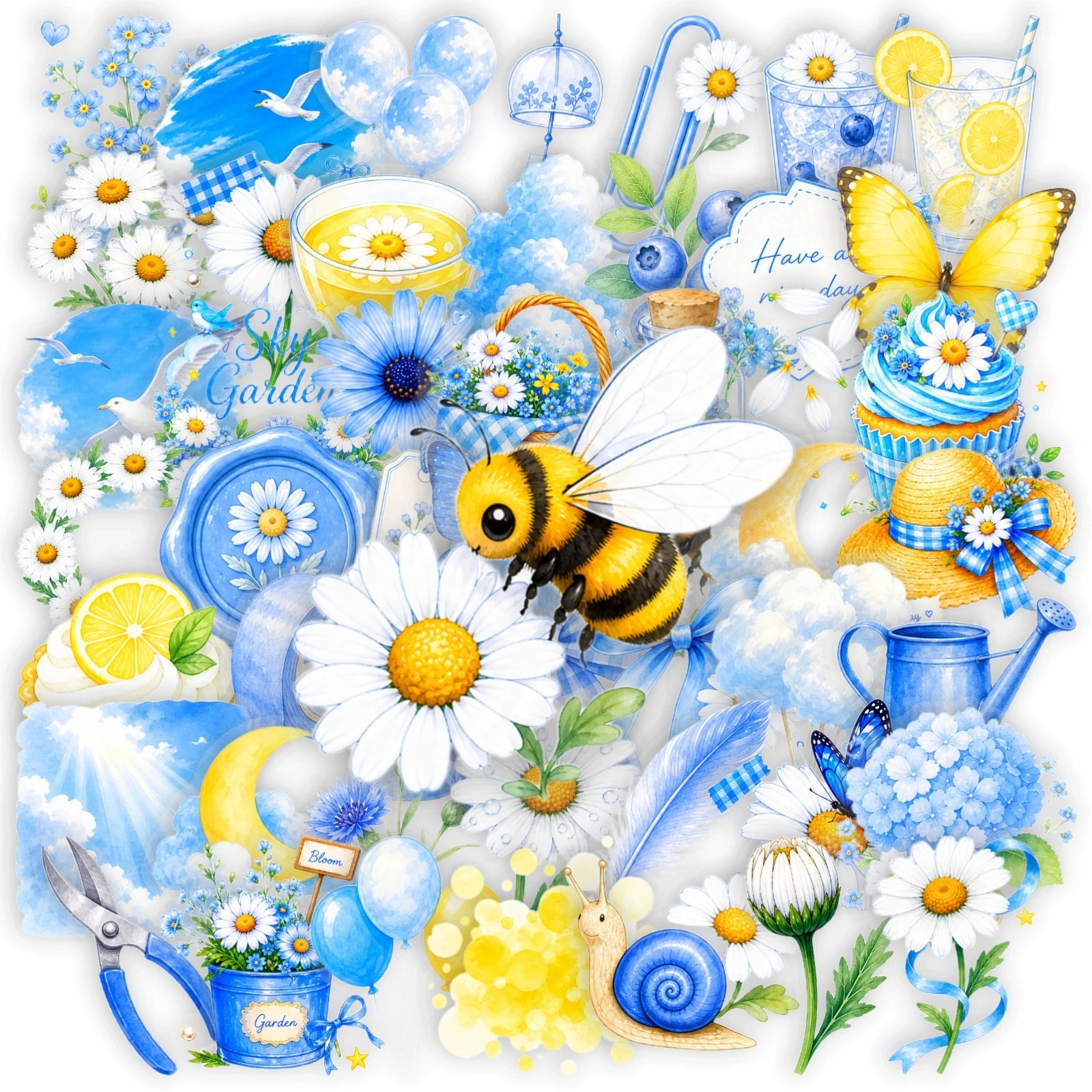 50Pcs Transparent PET Fresh Daisy Flower Sticker Pack for Journal DIY Decor Decals