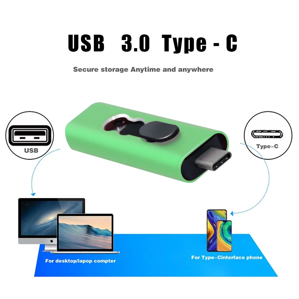 محرك أقراص فلاش USB معدني محمول ، محرك أقراص 2 في 1 ، محرك أقراص قلم من النوع C ، قرص ذاكرة عالي السرعة ، نقل بيانات ، محرك أقراص فلاش USB