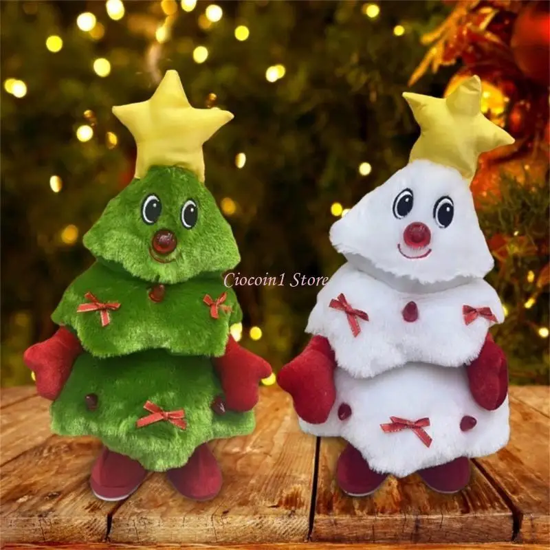 Y1UB لعبة عيد الميلاد للأطفال دمية إلكترونية تفاعلية تضيء شجرة عيد الميلاد وتغني