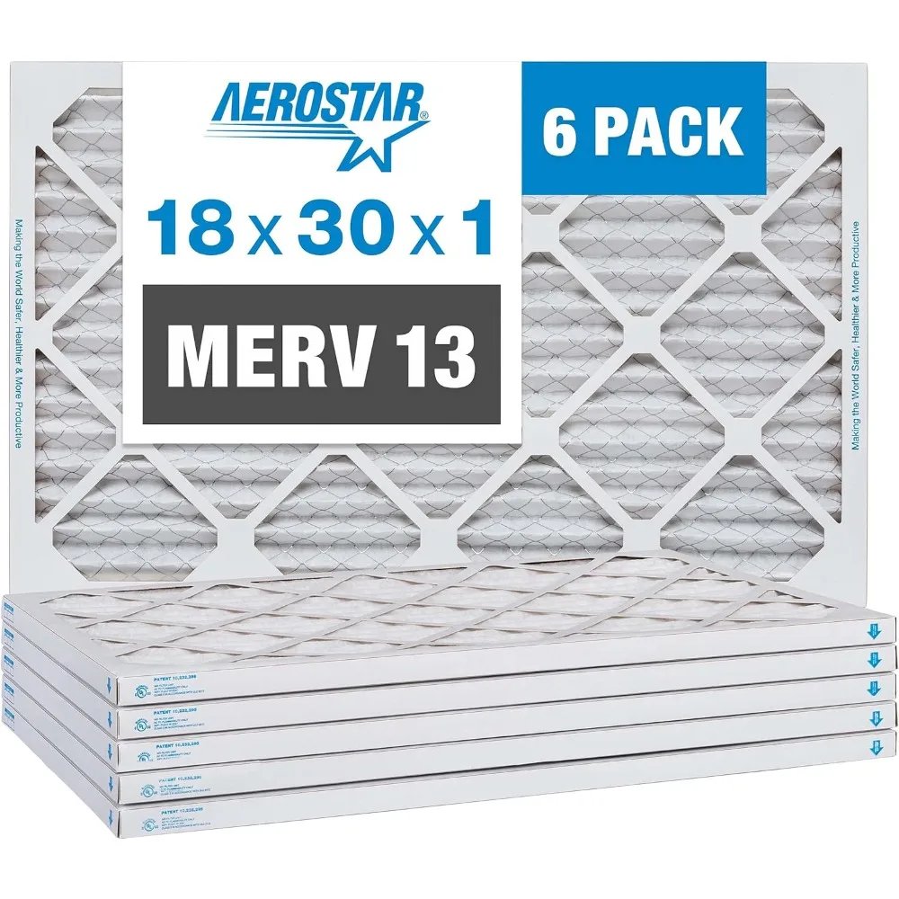 

18x30x1 MERV 13 Плиссированный воздушный фильтр для печи переменного тока, 6 шт., замена воздушных фильтров HVAC