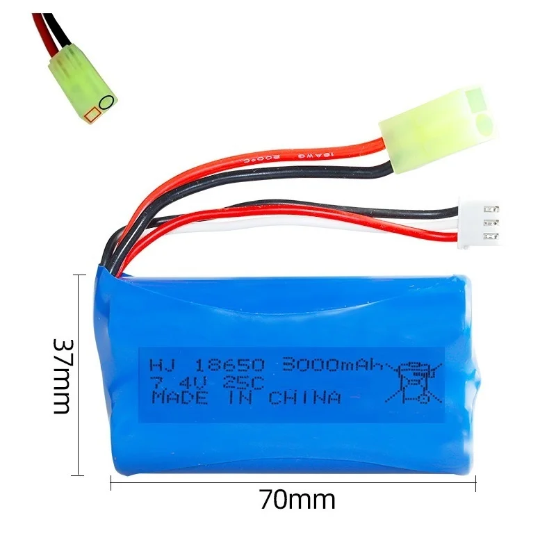 2Pcs/Sets 7.4V 3000mAh 18650 lipo battery For Remote Control Helicopter Car Boats Tanks Trucks RC Toys parts 25C 2S 7.4V battery