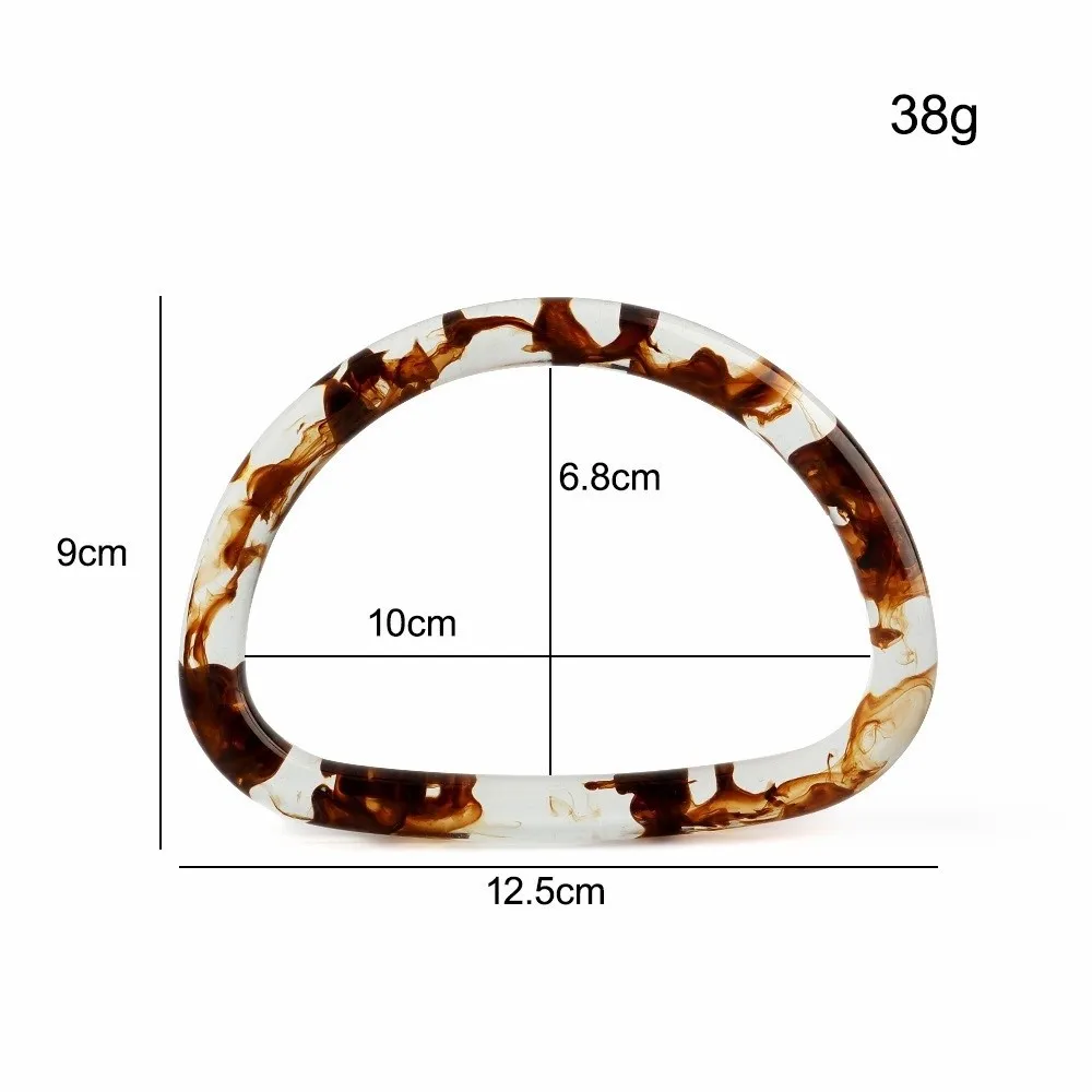 2PCS Amber Resin Resin Bag Handle D-Shape Semi-circular Round Bag DIY Handle Translucent Tortoiseshell Handbag Handle