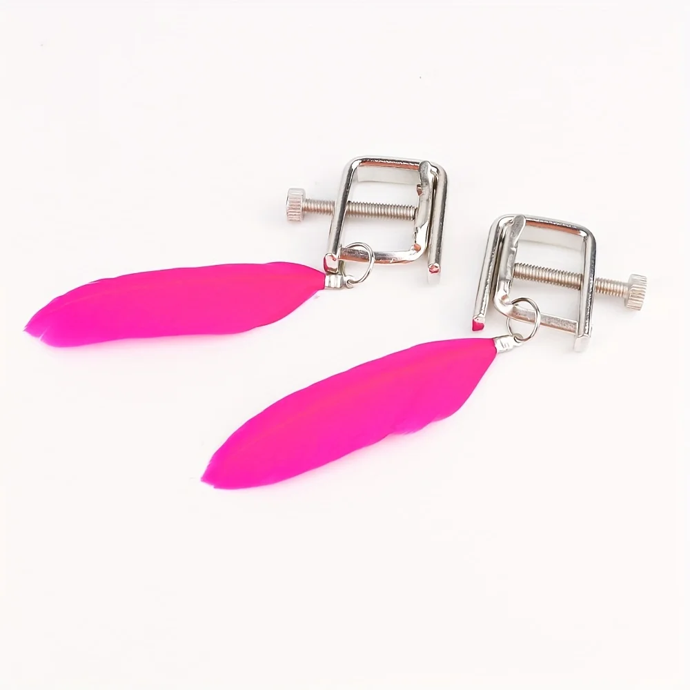 Colored Feathers Nipple Clip Adjustable Breast Clamps BDSM Alternative Adult Flirting Sex Roleplay Toys for Women and Couples