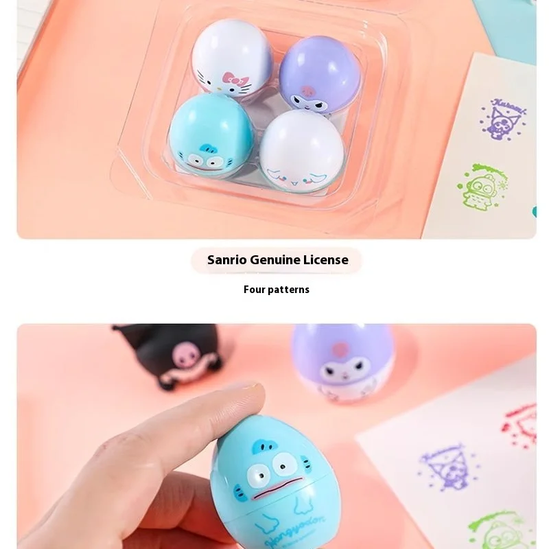 5/10pcs Sanrio Genuine Kuromi Hellokitty Cartoon Pattern Egg Appearance Hand Account Seal Teacher Reward Stationery Wholesale