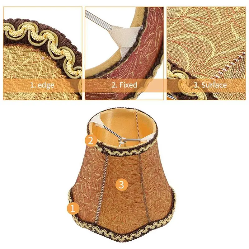 AT19-2X Chandelier Lamp Shades Fabric Cloth Clip On Light Shades Lamp Cover Drum Shade Lampshade Bulb Cover 13Cm