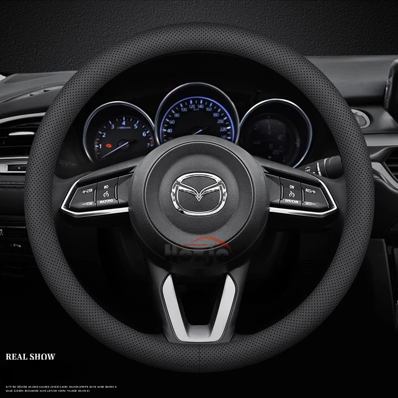 Suede Leather Car Steering Wheel Cover for Mazda 2 3 5 6 MX-5 CX-9 CX-3 CX-30 CX-5 ATENZA CX-80 CX-60 CX-70 MX-30 Accessories