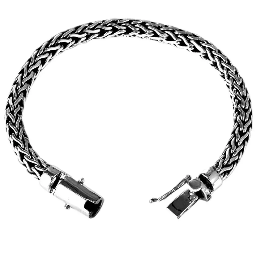 BOCAI New Pure S925 Sterling Silver Vintage Hand-Woven Twist Trendy Couple Personality Man Bracelet