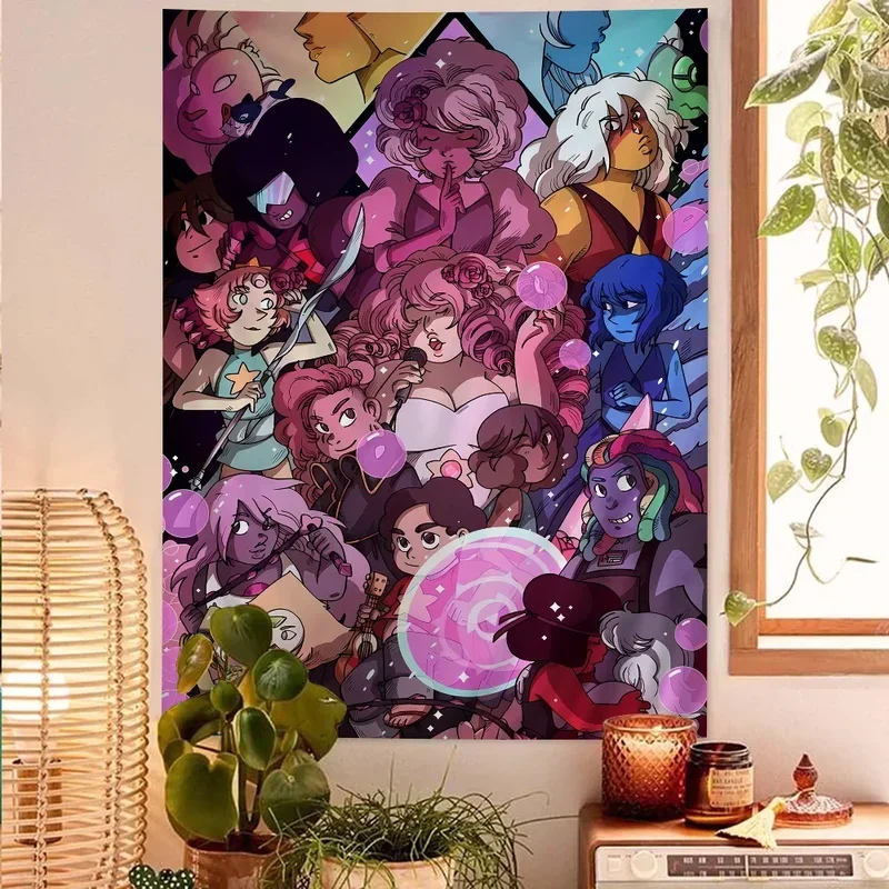 Cartoon Network S-Steven U-Universe Tapestry Art Printing Art Science Fiction Room Home Decor Wall Art Decor # 0@