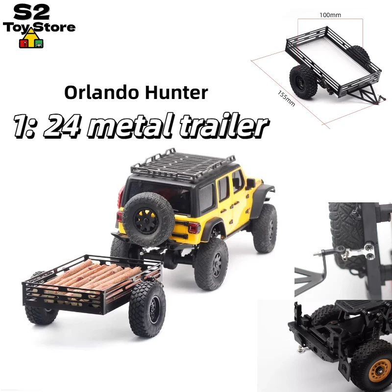 Orlandoo Hunter 1:24 RC Metal Trailer Model Stainless Steel Aluminum Alloy With Shock Absorber For RC Crawler Truck Hobbyists