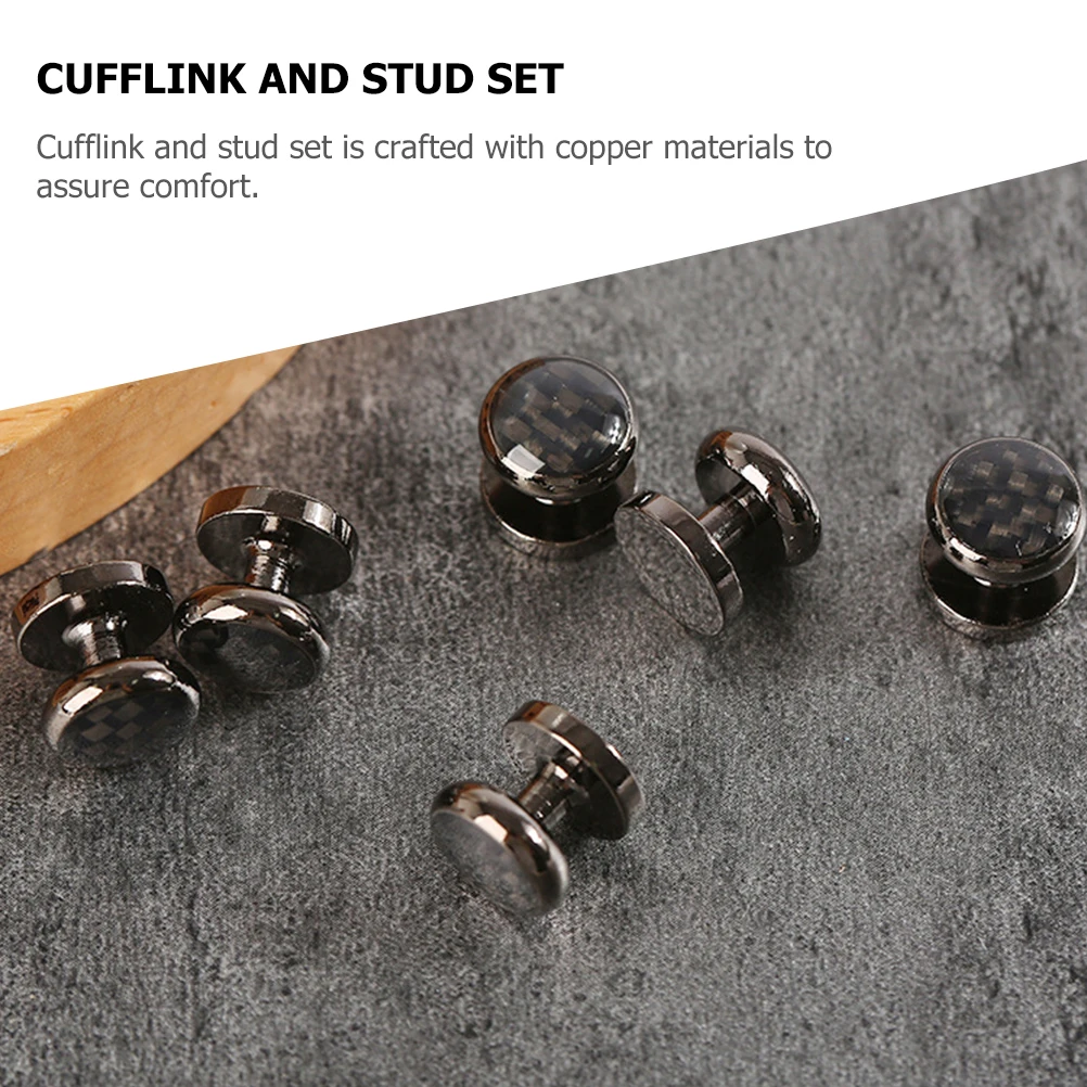 

6pcs Cufflink Men Tuxedo Shirt Accessories Copper Gun Black French Style Elegant Tuxedo Studs And Cufflinks Set Durability
