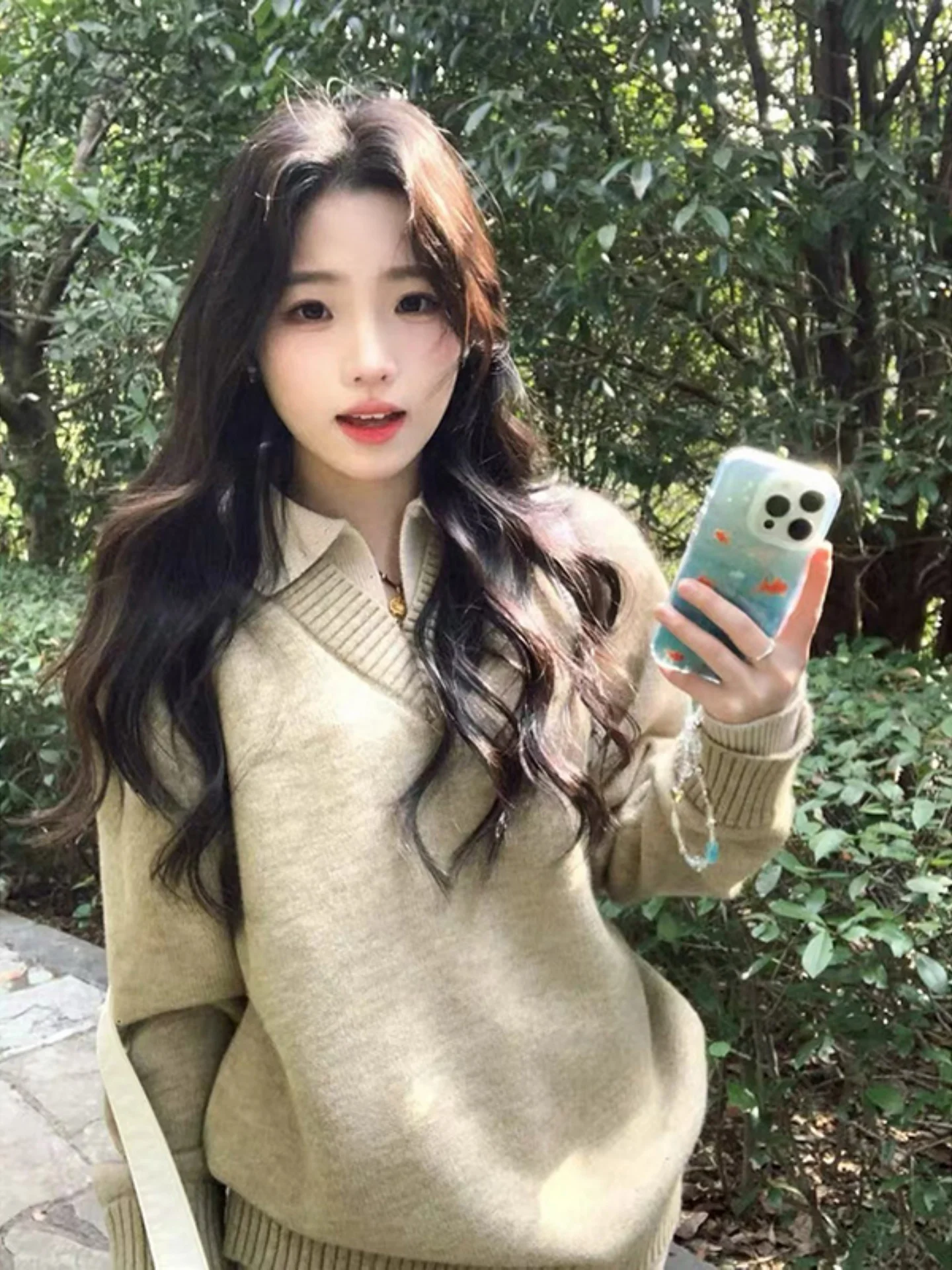 

American Sle Loose Knitted Sweater Fake Two-Piece Casual Basic irt for Men And Women Autumn Winter Faionable And Versatile