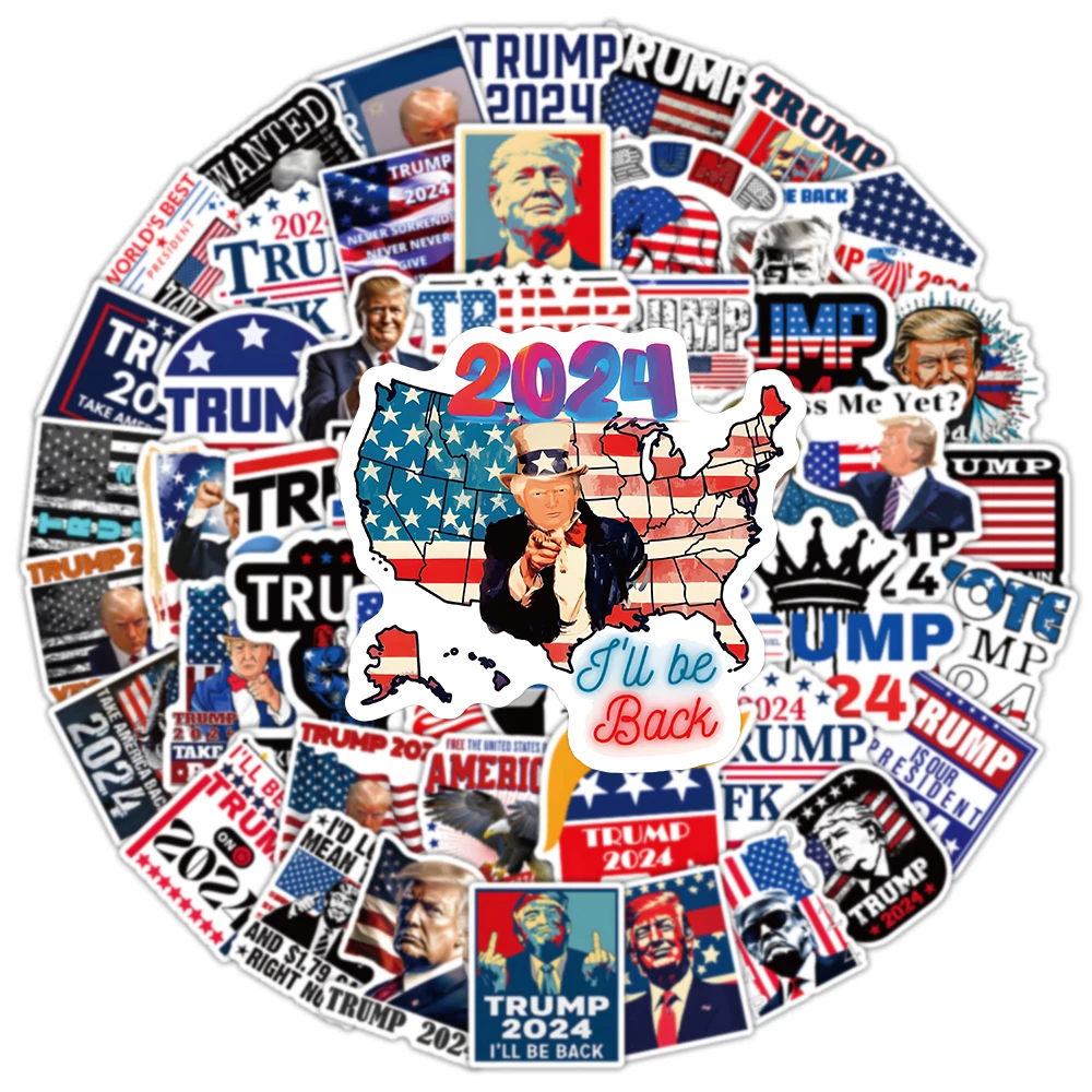 50 Pcs Donald Trump 2024 Stickers Pack | Trump Decal Vinyl Waterproof for Scrapbook,Journaling,Laptop,Bumper,Skateboard,Water Bo