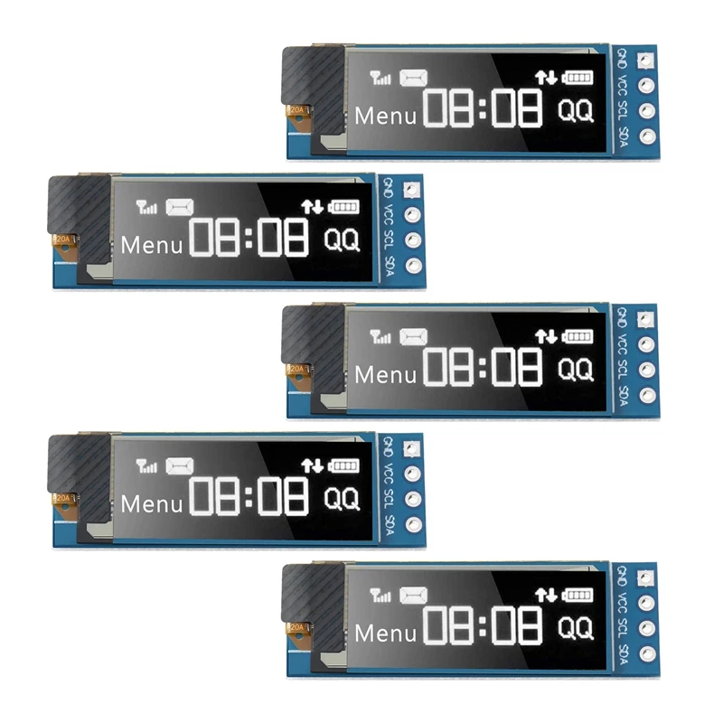 

5 Pieces I2C Display Module 0.91 Inch I2C OLED Display Module I2C OLED Screen Driver DC 3.3V-5V