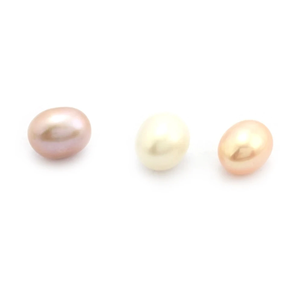 Natural Pearl Color Natural Freshwater Pearl Oval Shape with Half Hole Beads Jewelry Making Supplies Diy Findings Accessories