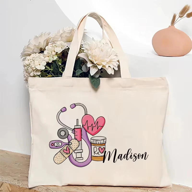 2026 Stethoscope medical equipment customized canvas backpack for travel storage handbag personalized name tote bag