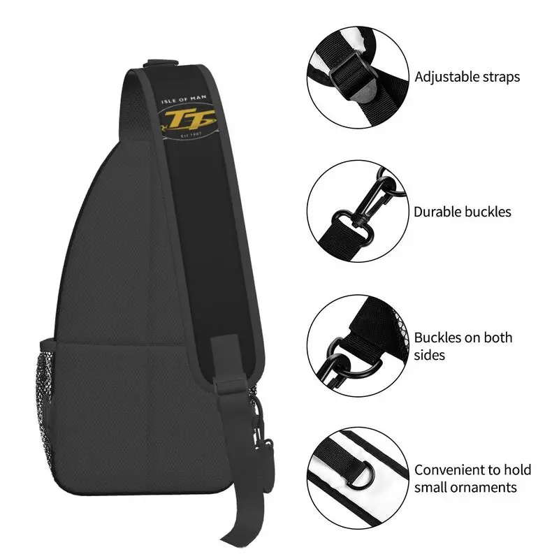 Isle Of Man TT Racing Sling Crossbody Peito Bag Homens Cool Motobike Racer Ombro Mochila para Camping Biking