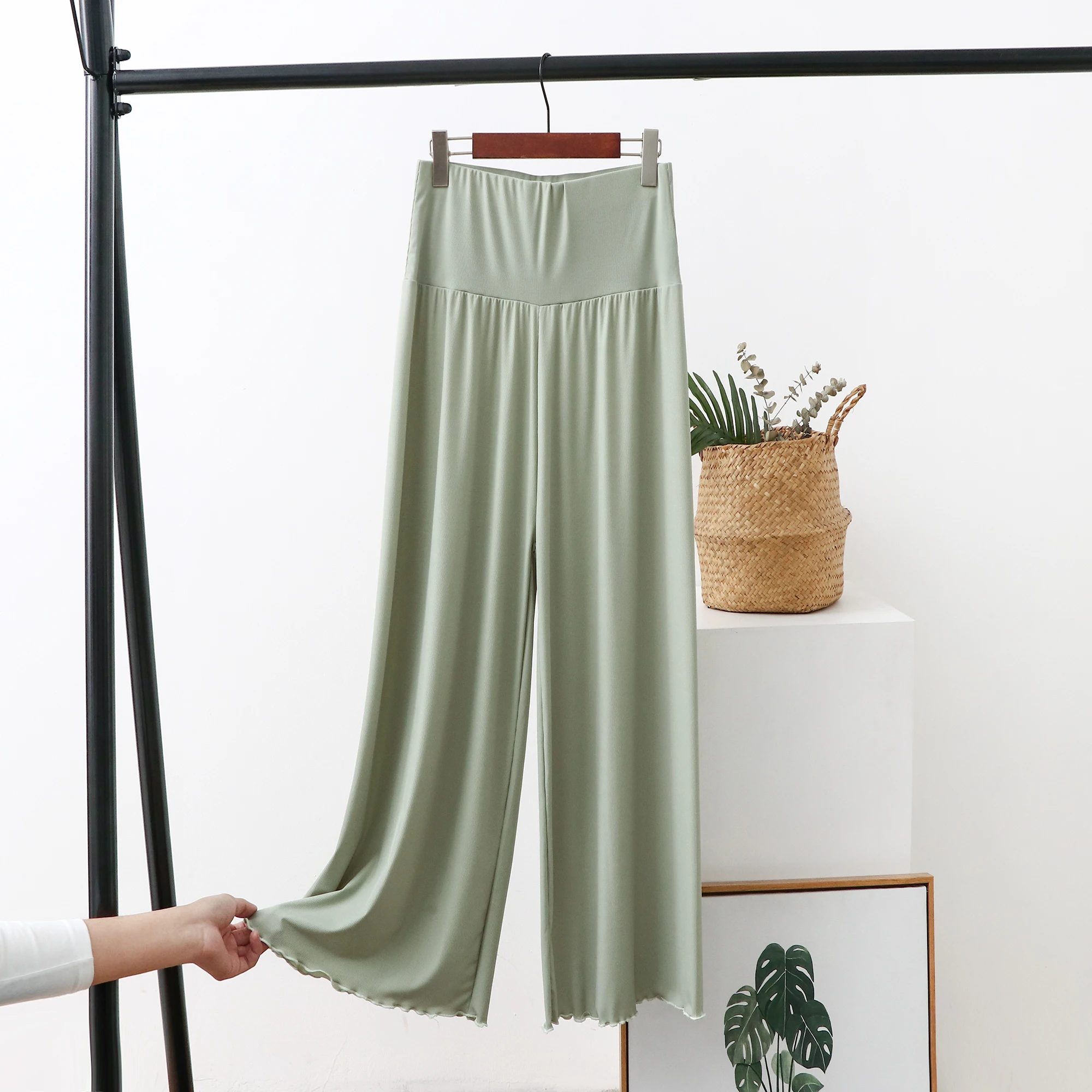 High Waist Wide Leg Pants Women's Summer Modal Cotton Copper Ammonia Ice Silk Thin Floor-Length Pants Straight Cut Slimming